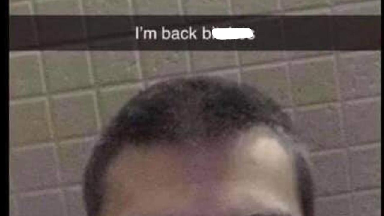 Angus McInnis posted the Snapchat after he was released on bail. Picture: Supplied