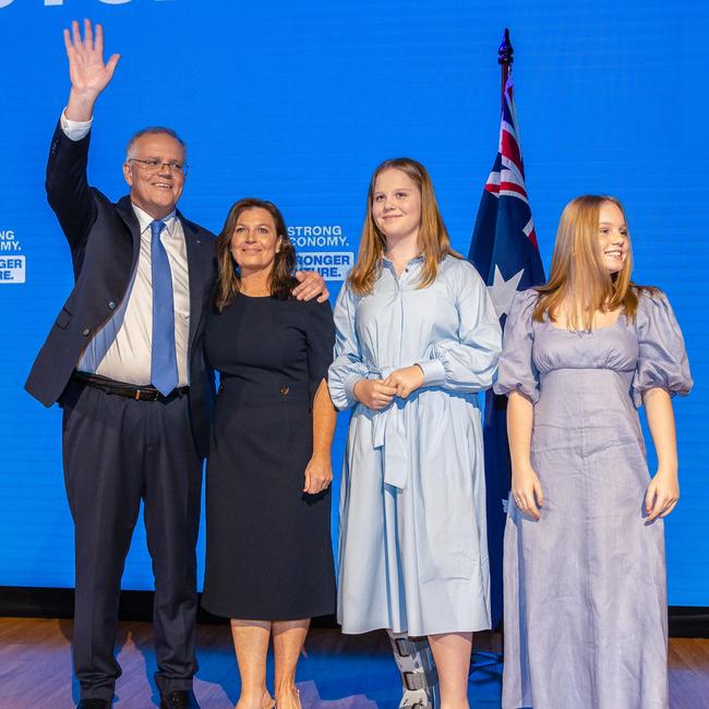 Prime Minister with his family yesterday. Picture: Jason Edwards