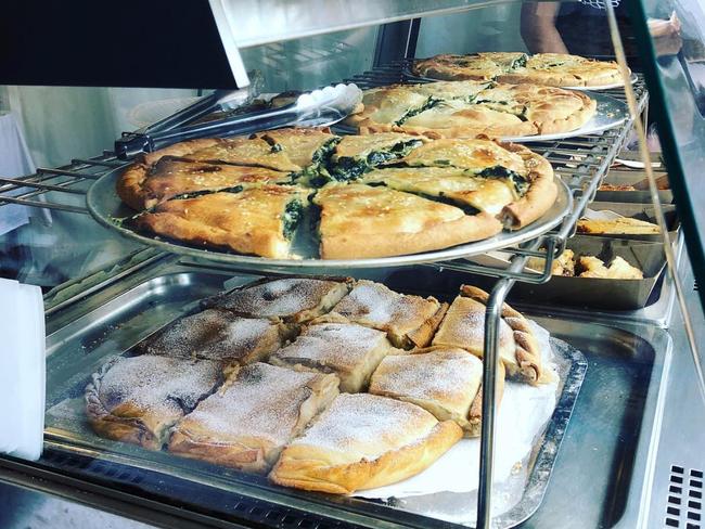 Pastries and spanakopita from the Greek Vegan Bakery, the first of its kind in Australia.