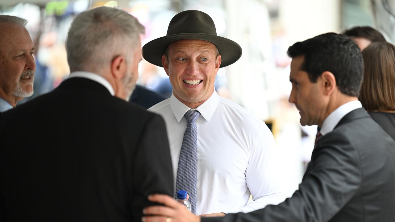 Opposition leader Steven Miles shares a laughs with Premier David Crisafulli. Pic: Lyndon Mechielsen