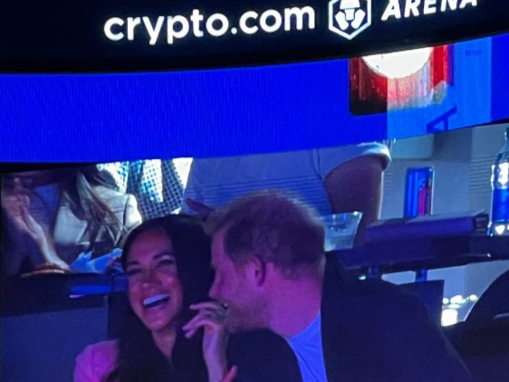 The Sussexes appeared on the kiss cam.