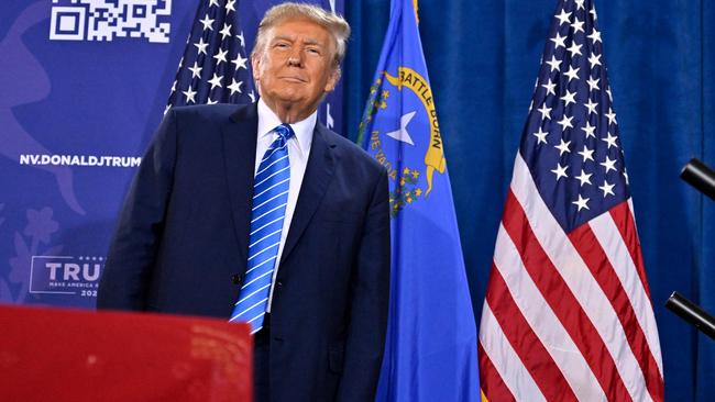 LAS VEGAS, NEVADA - JANUARY 27: Republican presidential candidate and former U.S. President Donald Trump stands on stage during a campaign event at Big League Dreams Las Vegas on January 27, 2024 in Las Vegas, Nevada. Trump is campaigning in Nevada ahead of the stateâs Republican presidential caucuses on February 8.   David Becker/Getty Images/AFP (Photo by David Becker / GETTY IMAGES NORTH AMERICA / Getty Images via AFP)