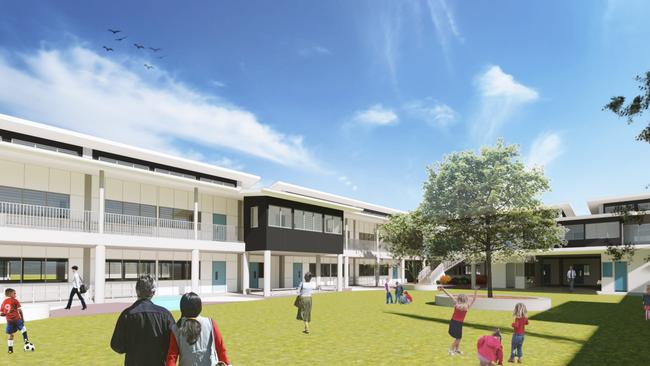 Artist impressions of the prep and junior school buildings at the proposed new Pimpama Primary School.