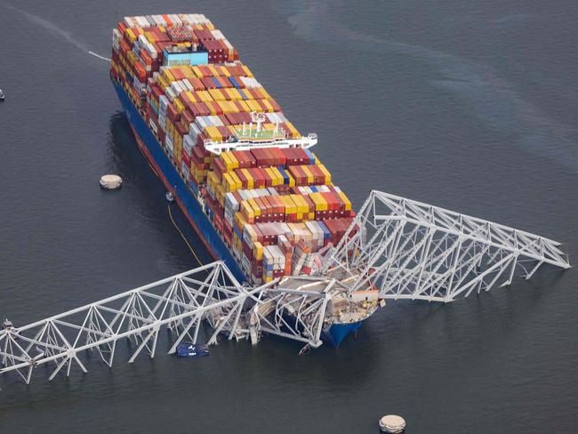 Cargo ship Dali is seen after running into and collapsing the Francis Scott Key Bridge Picture: Getty Images/AFP