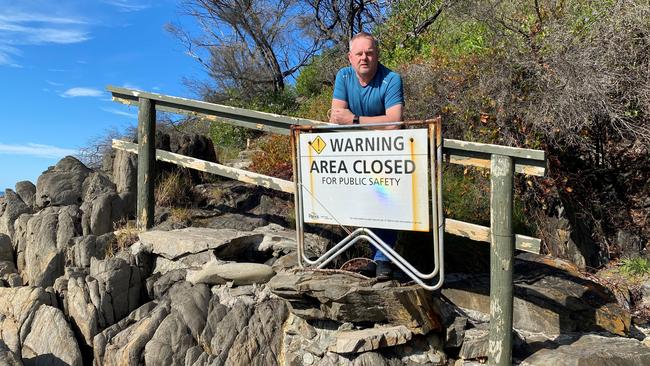 State MP Tim Bull at the Cape Conran eastern boardwalk, which is still not rebuilt.