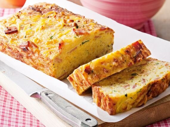 Treats: Noodle, corn and bacon loaf.