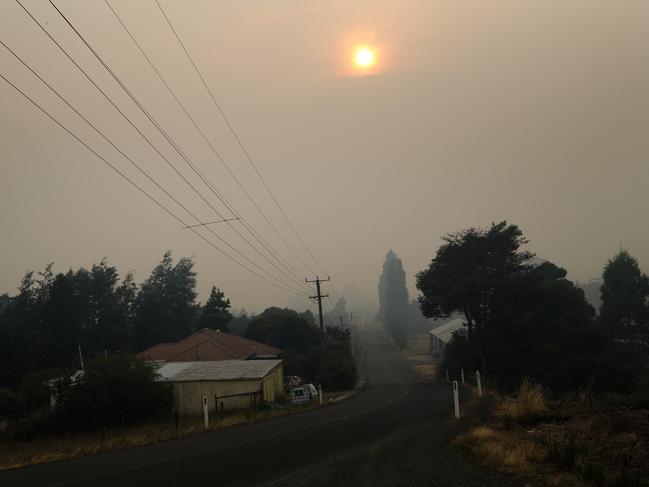 Smoke clouds the sky over at Geeveston. Picture: CHRIS KIDD