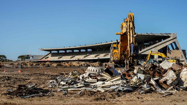 Football Park stand demolition. Picture: Michael Burton/AAP