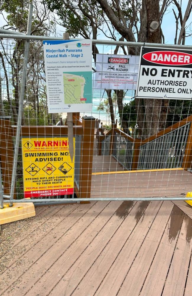 The stairs from Mooloomba Rd to Frenchman’s Beach have been upgraded as part of the boardwalk project on Minjerribah. Picture: Contributed.