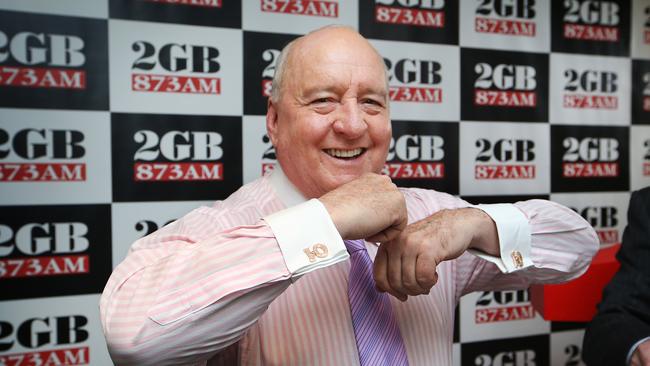 Alan Jones celebrates 2GB’s ten years as Sydney's number one radio station. Picture: John Feder