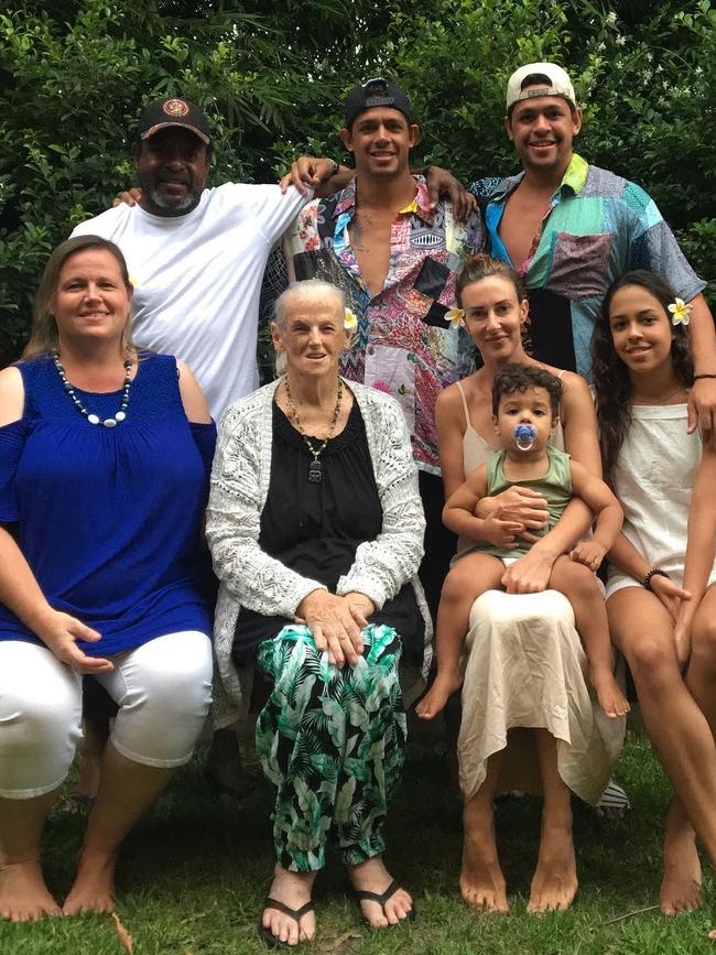 Dane Gagai with his family, including his mum, Tania (front row left).