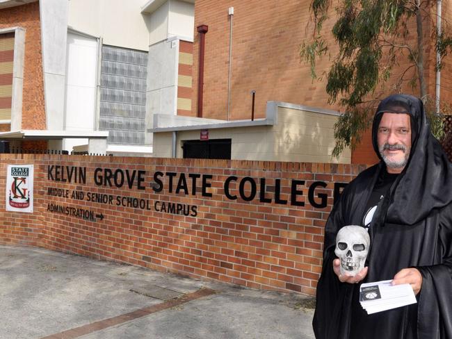 Kelvin Grove State College and Noosa Temple of Satan. Picture: Supplied