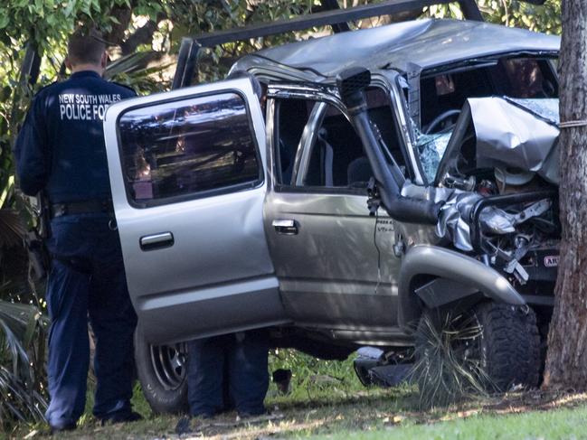 Officers being investigations at the crash site. Picture: Monique Harmer