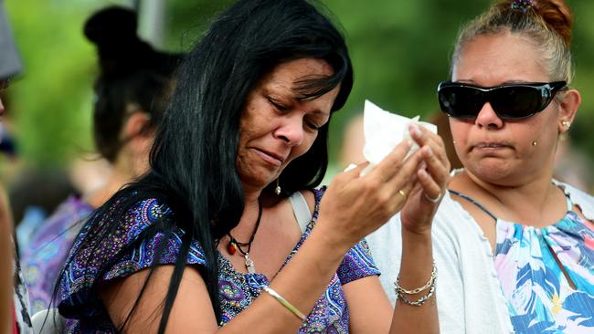 Smoking Ceremony and Memorial held for Barak Austral 5 and Jhulio Sariago 3, the two boys who drowned in the Ross River. Mother Leeanne Eatts. Picture: Alix Sweeney