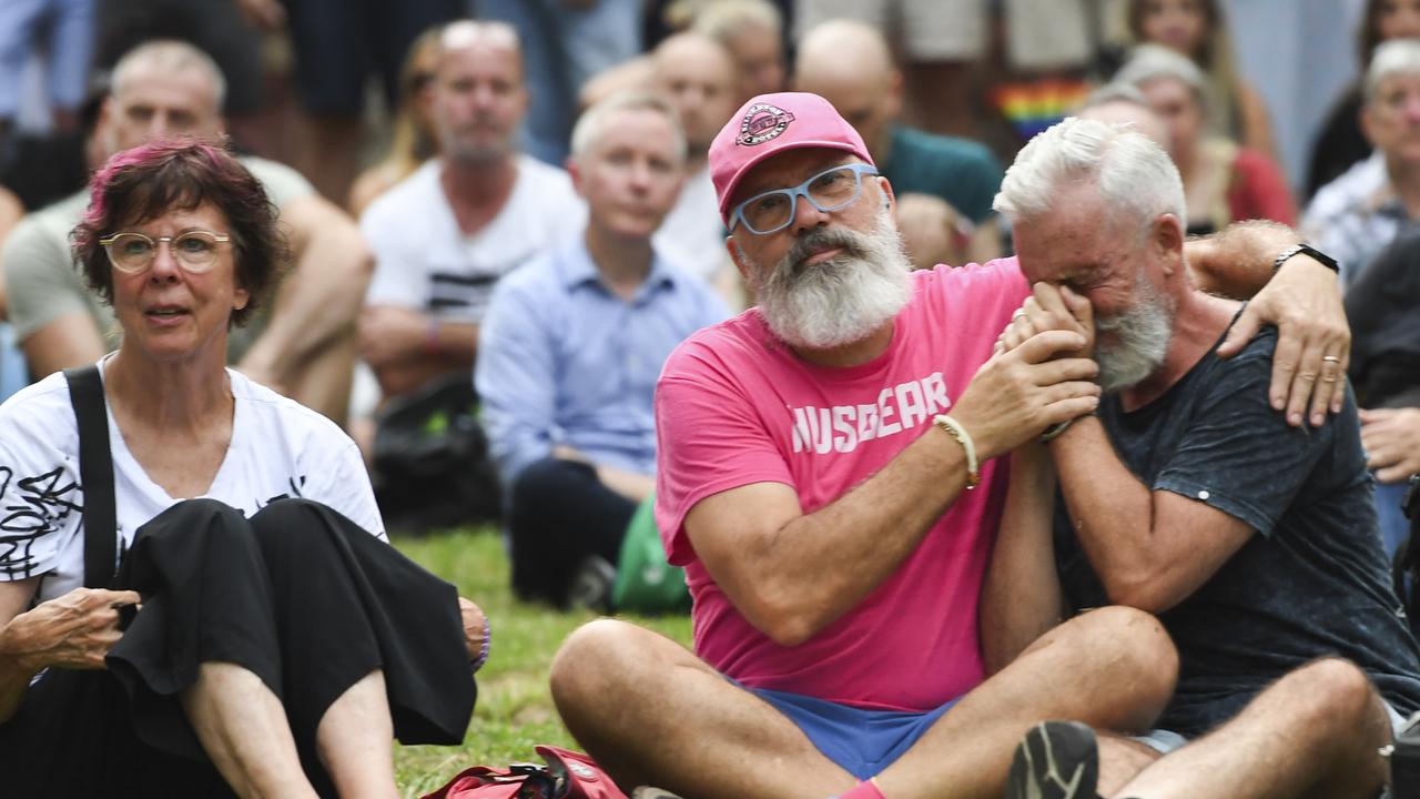 Vigil for Jesse Baird and Luke Davies held at Green Park, Darlinghurst. Picture: NCA NewsWire / Monique Harmer