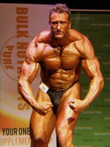 Mark Rodney Jones pictured competing in a body building contest. Jones has been convicted for the murder of Bradley Breward. Picture: Rx Muscle