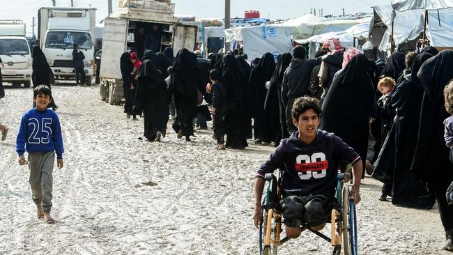 Relatives of Islamic State group members living in al-Hol camp, in northeastern Syria. Picture: AFP