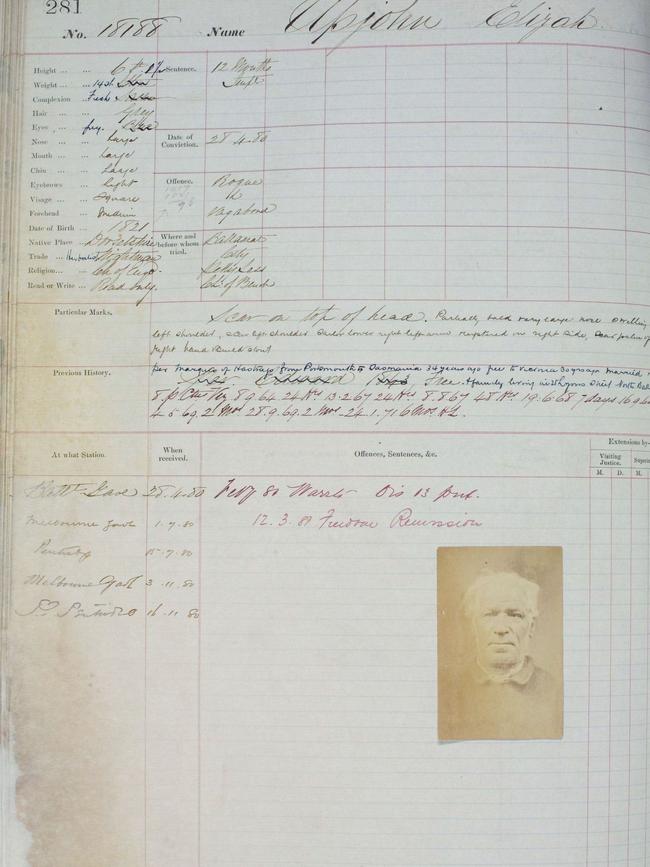 Hangman Elijah Upjohn's Victorian prison record.