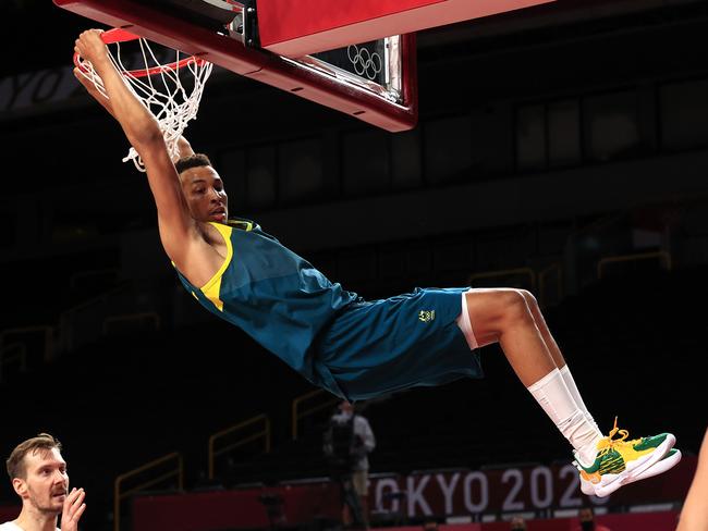 Dante Exum in action for the Boomers at the Tokyo 2020 Olympics. Picture: Adam Head