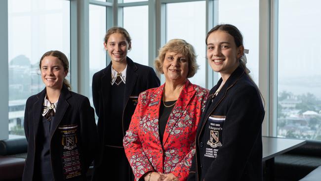 Principal Ros Curtis with students. Picture: David Kelly