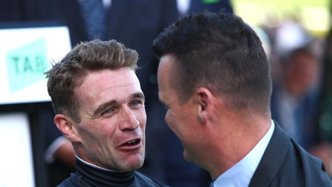 Sam Clipperton, pictured with Joe Pride, will combine with Think About It once again in this Saturday’s Giga Kick Stakes Picture: Jason McCawley/Getty Images