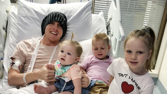 Casey Townsend, concreter and father of three – Ellie, Sonny and Sienna – who is battling a brain tumour and needs a heart transplant after also suffering 2 strokes and 2 heart attacks