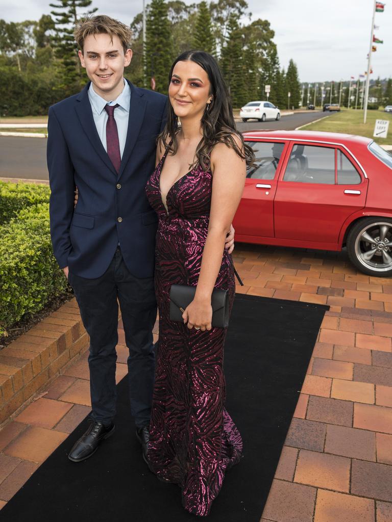 Harley Edmonds partners Gabby Schemnioneck to her Wilsonton State High School formal at USQ, Wednesday, November 18, 2020. Picture: Kevin Farmer