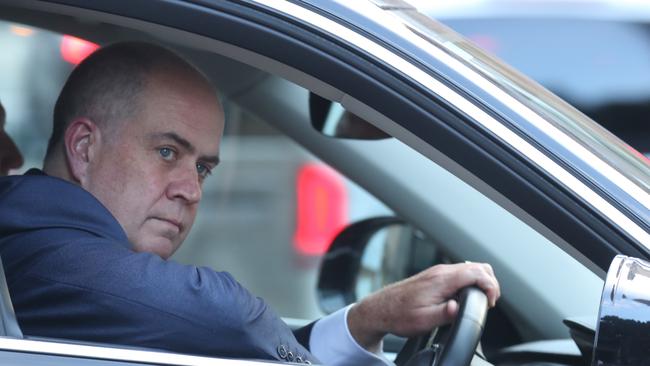 ABC managing director David Anderson leaves the broadcaster’s headquarters at Ultimo in inner Sydney after announcing he would be departing the job. Picture: John Feder