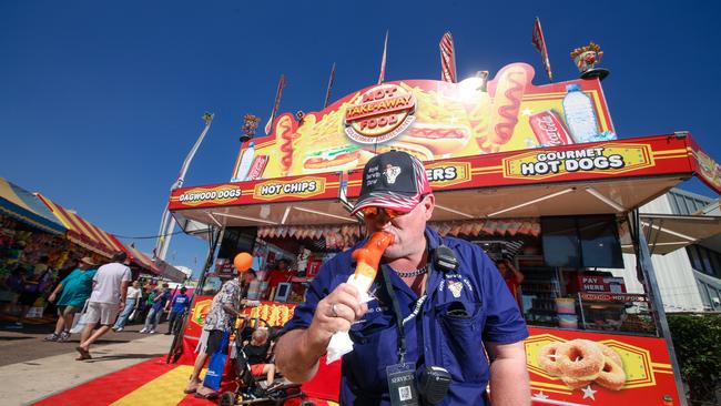 Damian Cort enjoying the third and final day of the Royal Darwin Show. Picture: Glenn Campbell