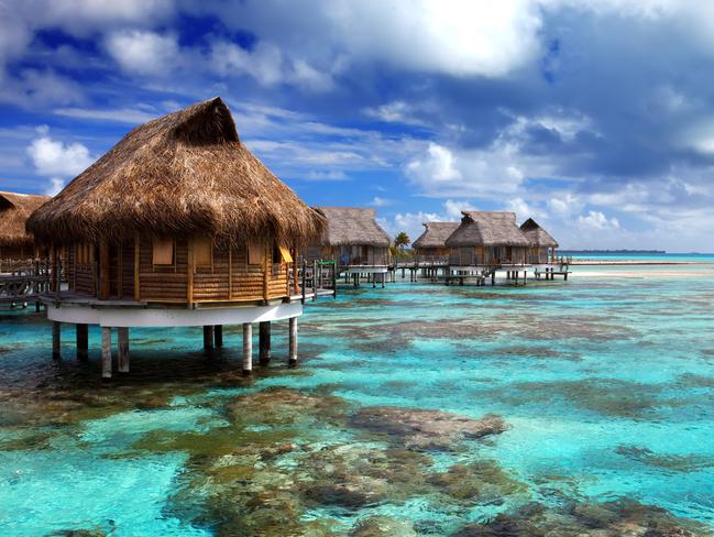 Overwater bungalows in the Maldives.