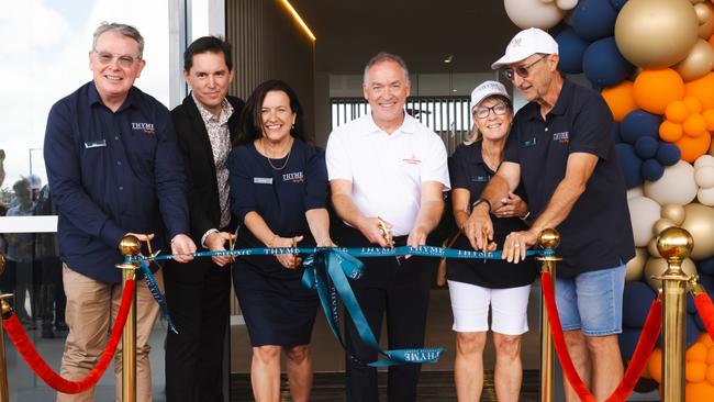 Member for Hervey Bay Adrian Tantari, Mayor George Seymour and Serenitas chief executive Rob Nichols cut the ribbon to the new clubhouse.