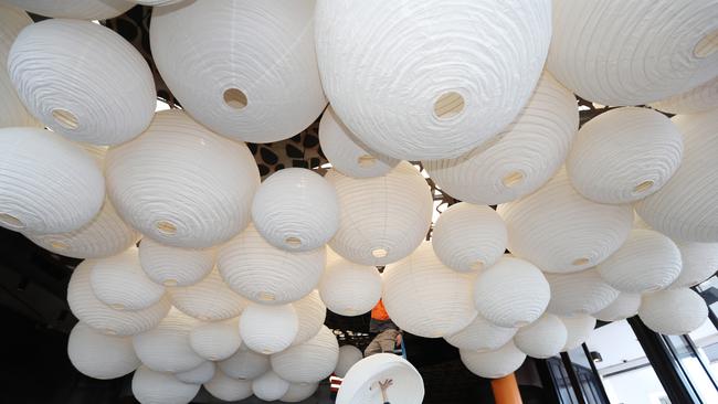 The impressive lantern installation that will be a centrepiece of the restaurant. Picture: Annette Dew