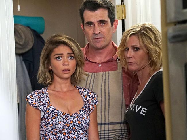 Sarah Hyland, Ty Burrell and Julie Bowen in a scene from Modern Family. Picture: Supplied