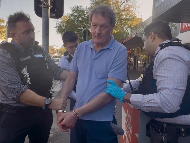 , Former AFL player agent Ricky Nixon has been arrested., The 62-year-old was arrested in Port Melbourne on Thursday morning. , It is understood officers swooped on Nixon over an allegedly threatening social media comment made toward police. Picture: 7News