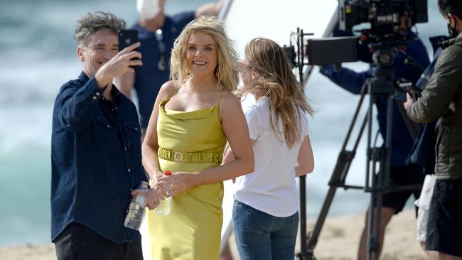 Erin Molan and Dave Hughes filming TVC for new 2Day breakfast show at Bondi Beach. Picture: NCA NewsWire / Jeremy Piper