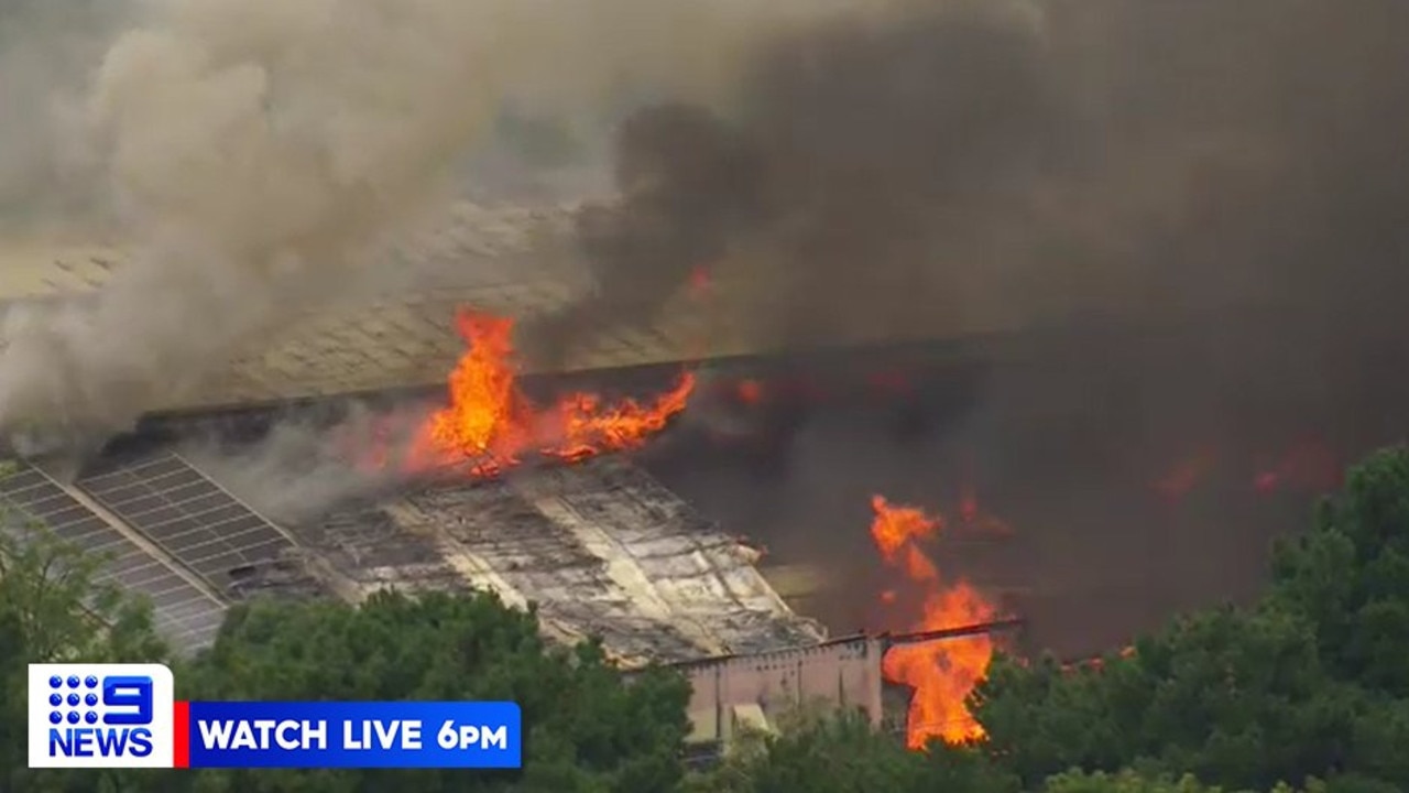 Fire crews are currently battling to contain the fierce blaze. Picture: Ch9 News