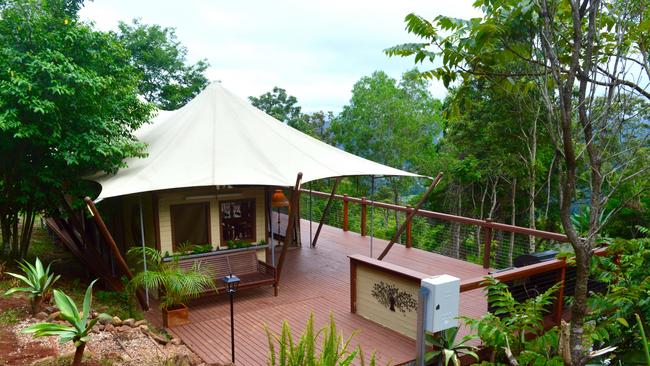 Clouds Serenity at Beechmont is a luxuriously appointed glamping tent with Gold Coast hinterland views.