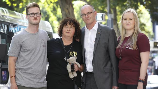 Patrick Cronin’s family outside the Court of Appeal, from left, brother Lucas, parents Robyn and Matt, and sister Emma. Picture: David Caird