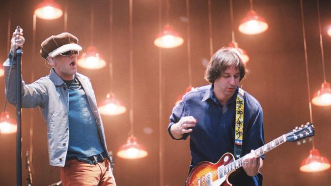 R.E.M. perform live at the Milton Keynes Bowl Britain in 1995. Picture: Brian Rasic/Getty