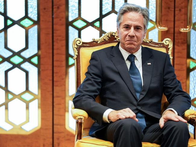 US Secretary of State Antony Blinken looks on during his meeting with Saudi Arabia's Foreign Minister in Riyadh on October 23, 2024. (Photo by Nathan Howard / POOL / AFP)