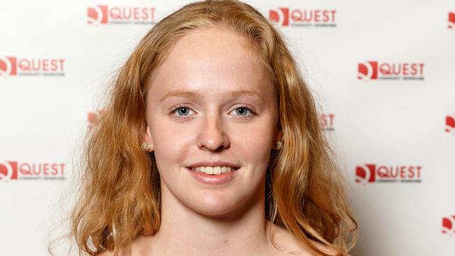 Rebecca Jacobson from Craigslea State High School swims at Albany Creek Swimming Club. Picture: Josh Woning