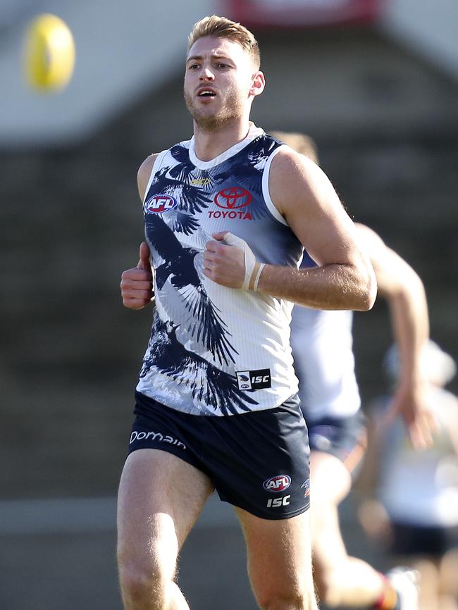 Daniel Talia trains with the Crows on Wednesday. Picture: SARAH REED