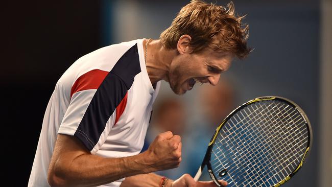 Italy's Andreas Seppi celebrates his win against Australia's Nick Kyrgios.