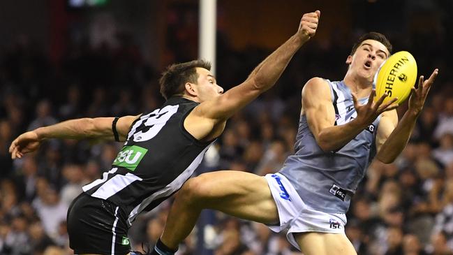 Power rookie Connor Rozee marks against Collingwood last week. Picture: AAP Image/Julian Smith