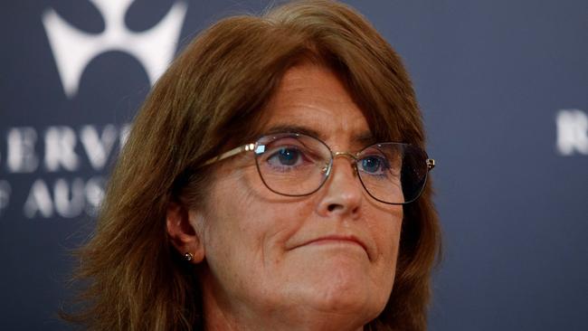 SYDNEY, AUSTRALIA - NewsWire Photos MAY 7, 2024:  RBA governor Michele Bullock addresses the media on Tuesday after the RBA board decision the leave the interest rates on hold. Picture: NCA NewsWire / Nikki Short