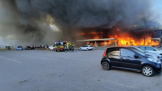 Dozens are still missing after a Russian missile hit a Ukrainian shopping mall, killing at least 20. Picture: AFP