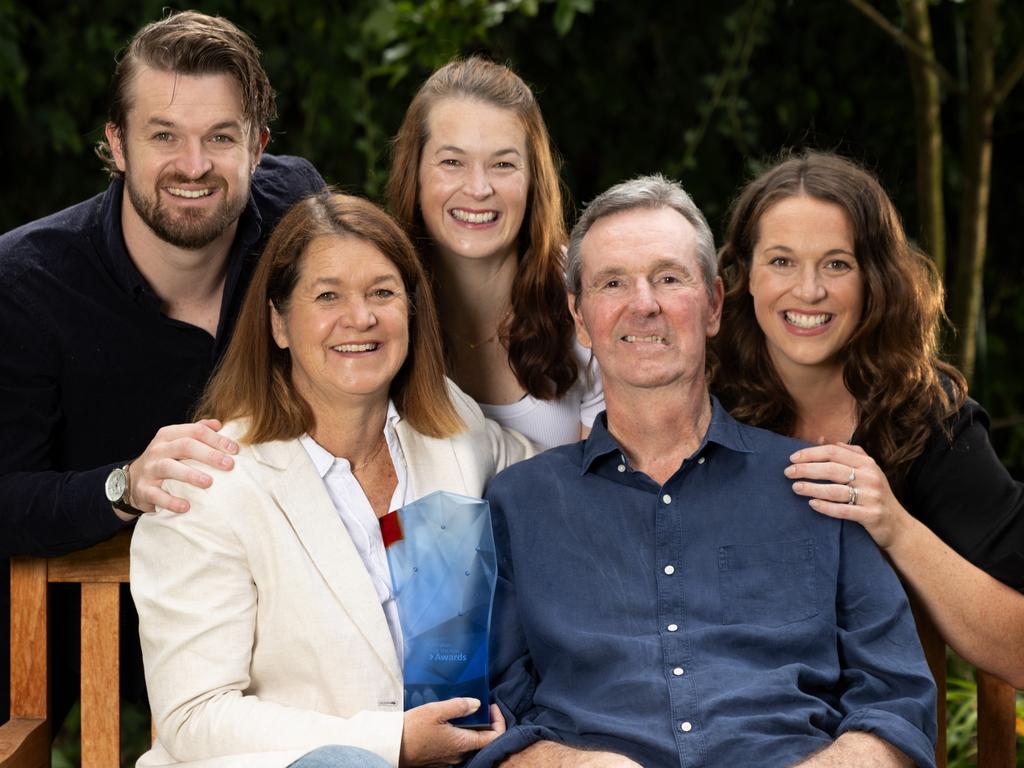 Australian of the Year Neale Daniher at home with his wife, Jan, and children Ben, Lauren and Bec.