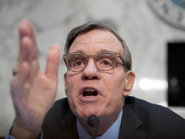 Senator Mark Warner grills Director of National Intelligence Tulsi Gabbard. Picture: Getty Images