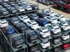 (FILES) This file photo taken on September 11, 2023 shows BYD electric cars waiting to be loaded on a ship are stacked at the international container terminal of Taicang Port at Suzhou Port, in Chinaâs eastern Jiangsu Province. China overtook Japan as the world's biggest vehicle exporter last year, data from the Japan Automobile Manufacturers Association (JAMA) showed on January 31, 2024. (Photo by AFP) / China OUT