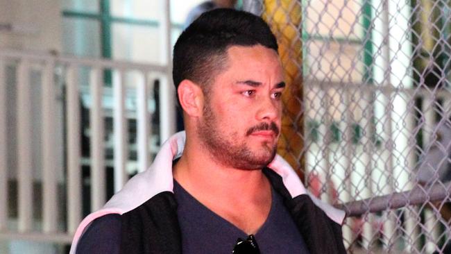 Jarryd Hayne is released from Ryde Police Station after being interviewed on rape allegations at 1:30am. Pics Bill Hearne